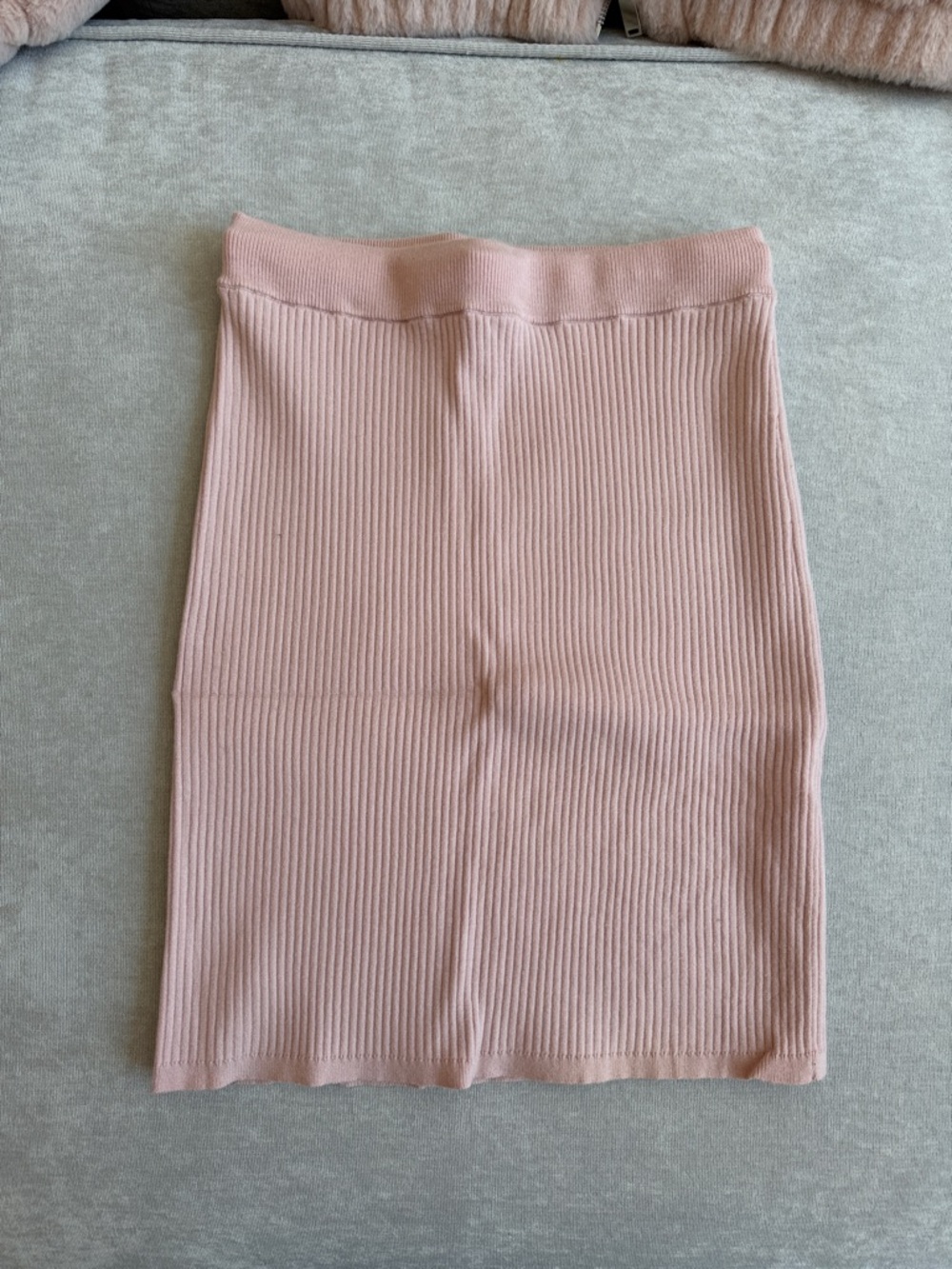 Ribbed Knit Pencil Skirt - Blush Pink